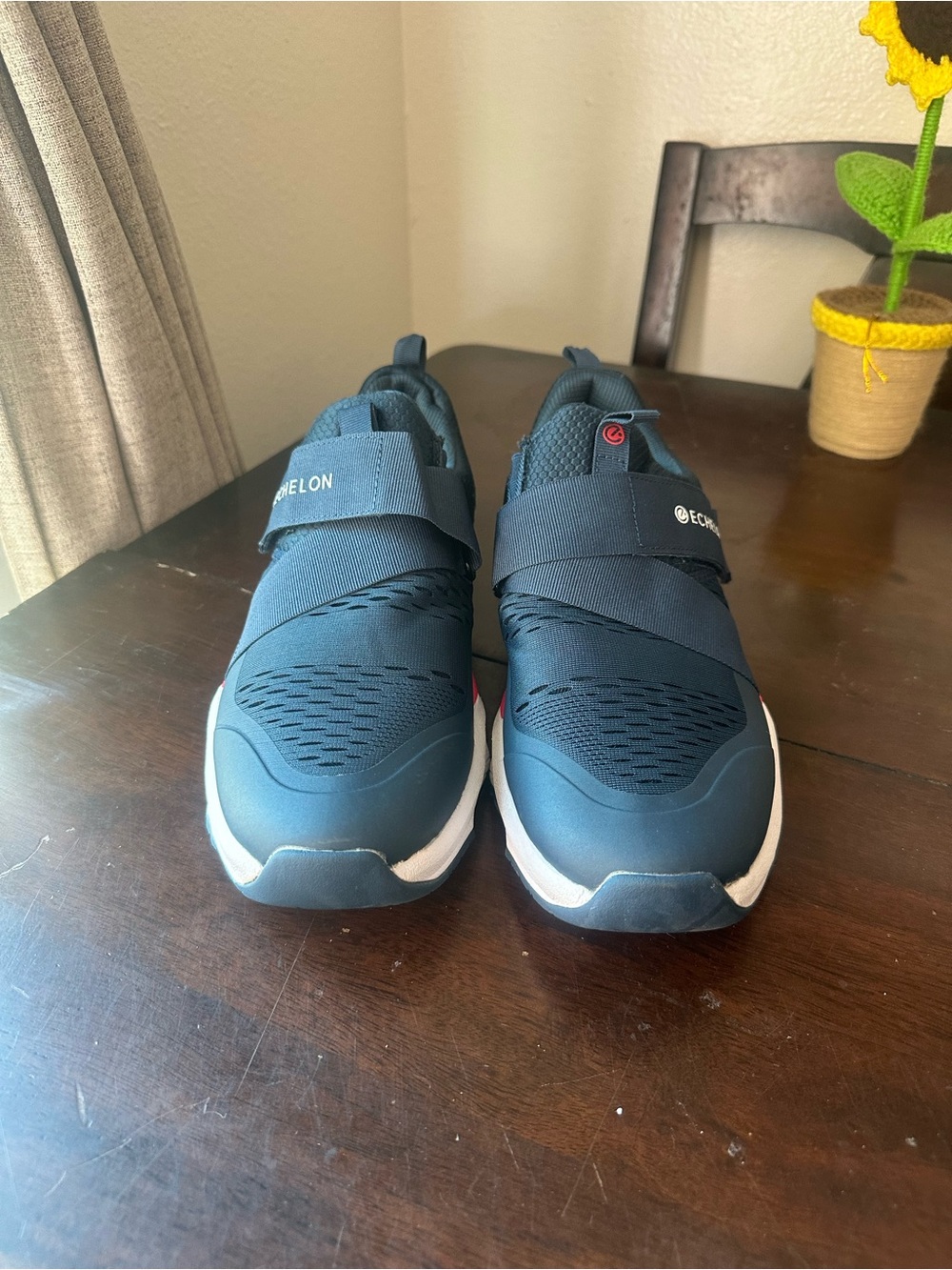 Men's Navy Athletic Slip-On Sneakers with Strap Bike Shoes Unisex